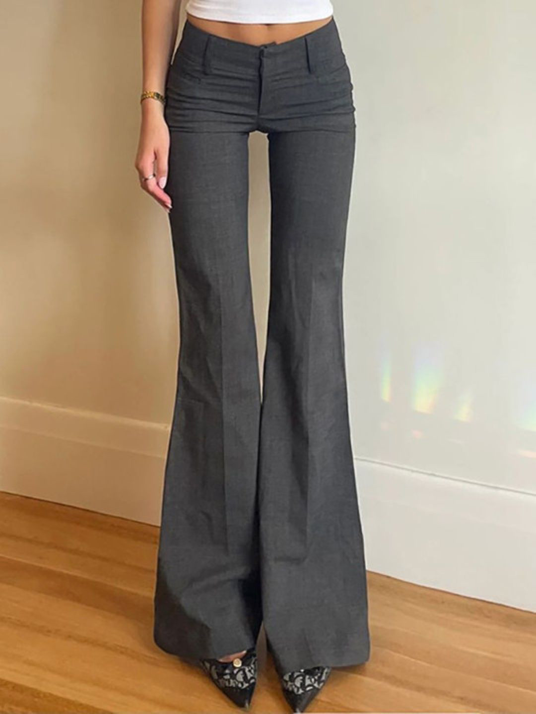 KPOP Women Flared Easy Wash Trousers