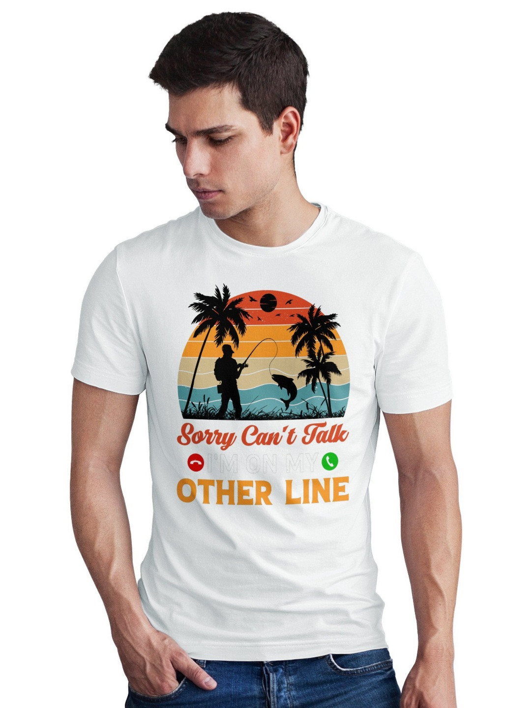 Seekbuylove Men Bio Finish Fishing Round Neck Pure Cotton T-shirt