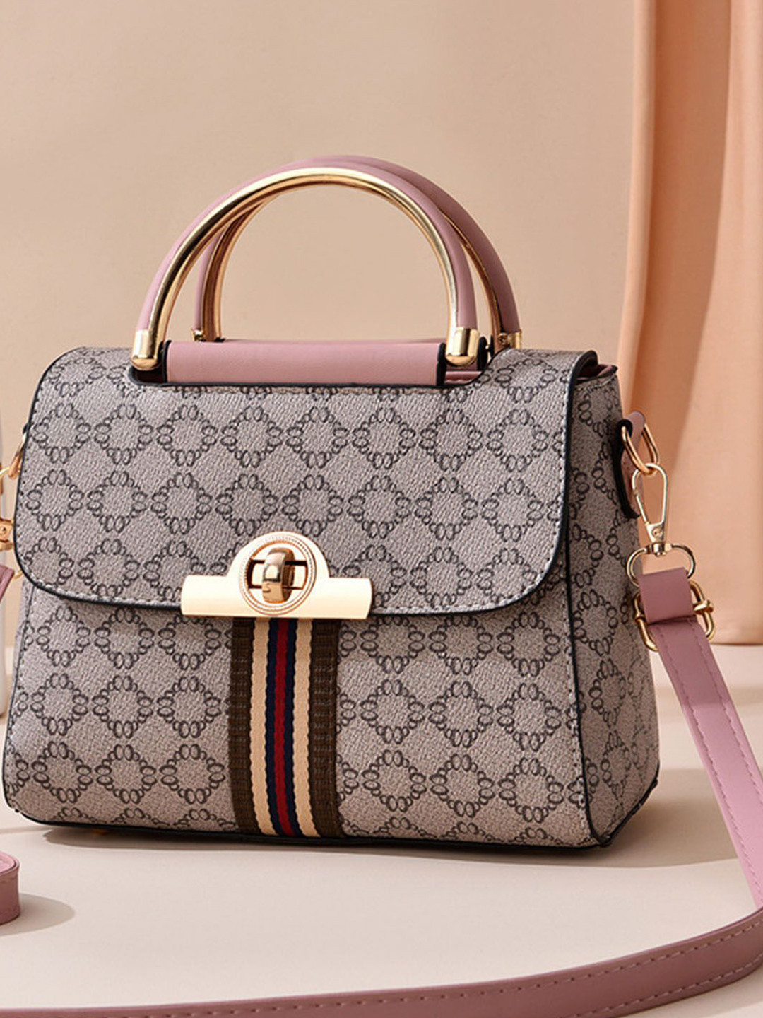 StyleCast Graphic Textured Two Handles Crossbody Handheld Bag