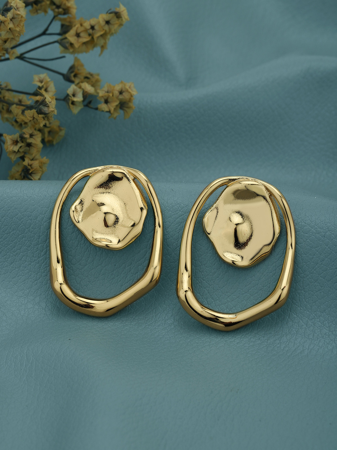 Carlton London Gold Plated Contemporary Bold Stud Earring