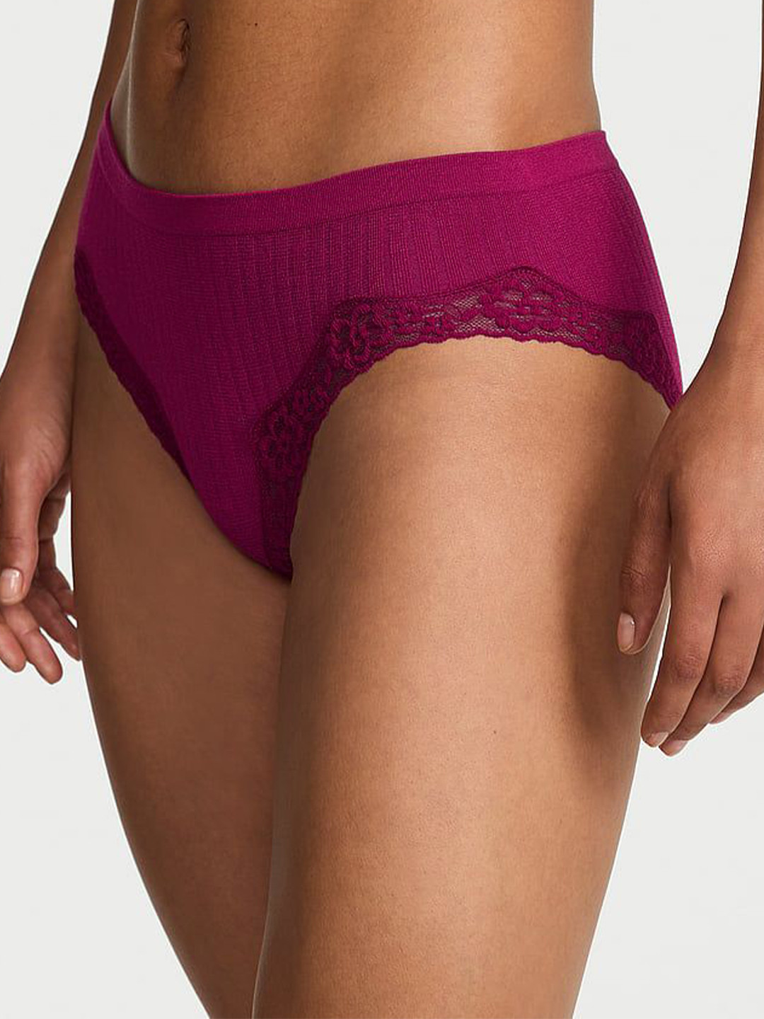 Victoria's Secret Seamless Rib Lace-Trim Hipster Brief
