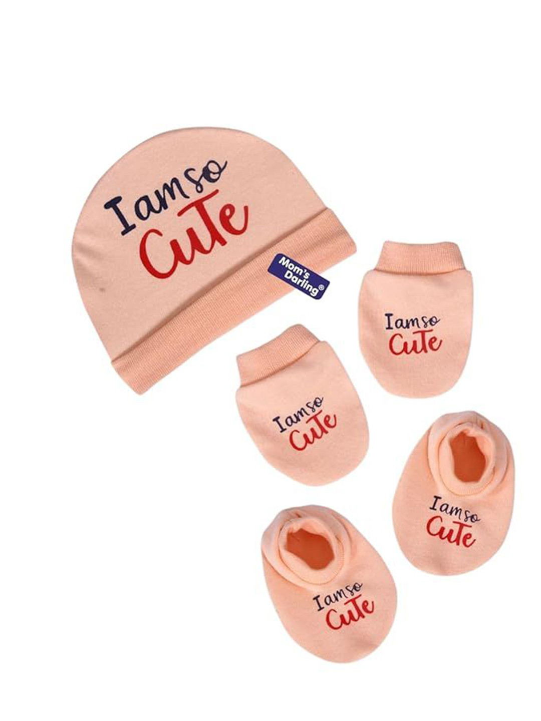 Mom's Darling Kids Printed Beanie Cap with Gloves & Socks