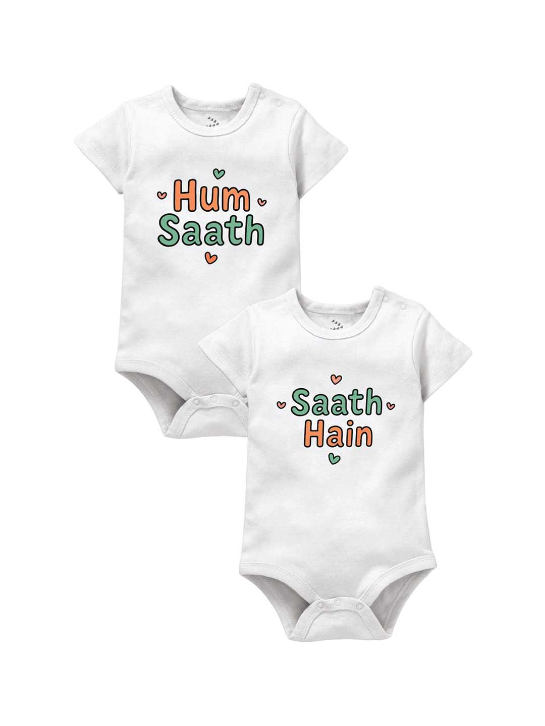 Zeezeezoo Unisex Pack of 2 Hum Saath & Saath Hai Printed Round Neck Cotton Bodysuits