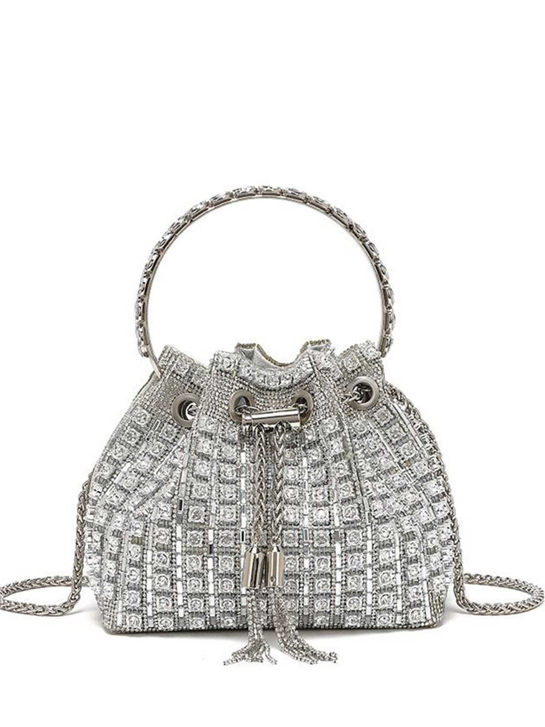 bebe Women Diamond Beads Embellished Bucket Potli