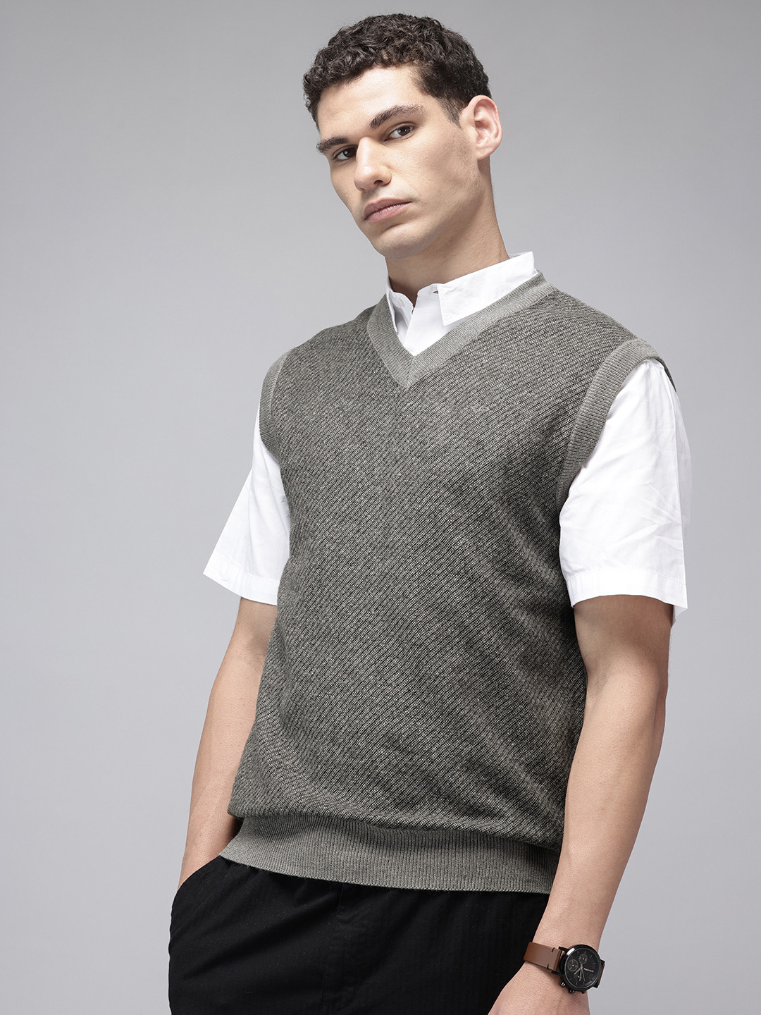 ColorPlus V-Neck Striped Sweater Vest