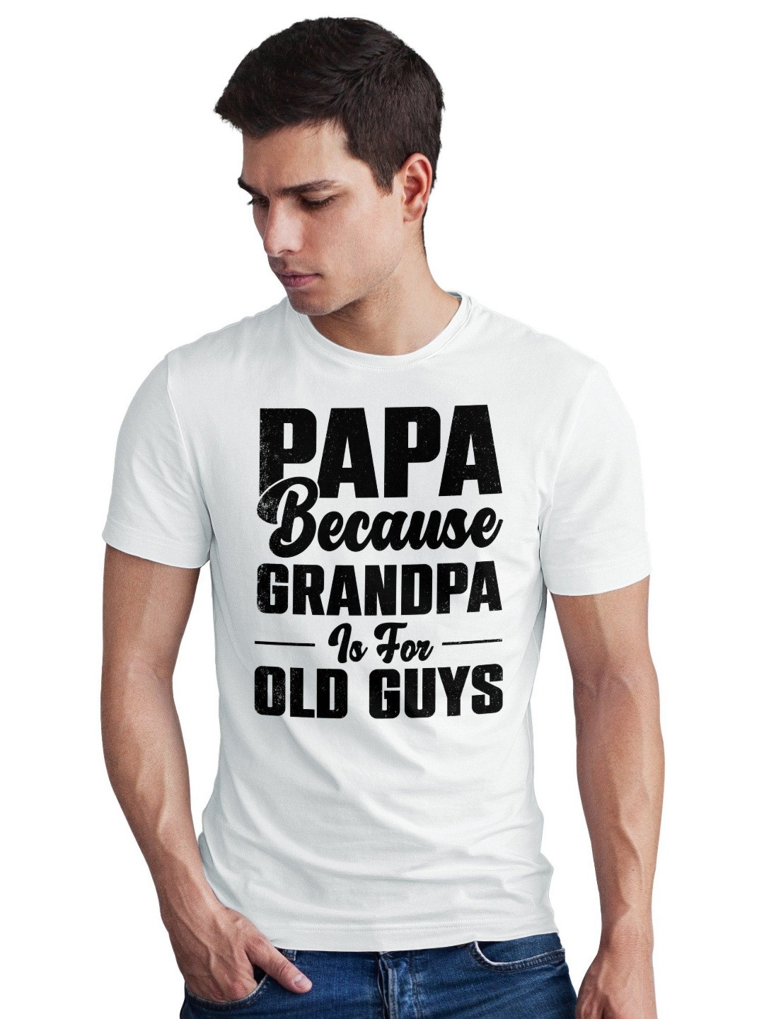 Seekbuylove Men Bio Finish Papa Grandpa Old Guys Round Neck Pure Cotton T-shirt