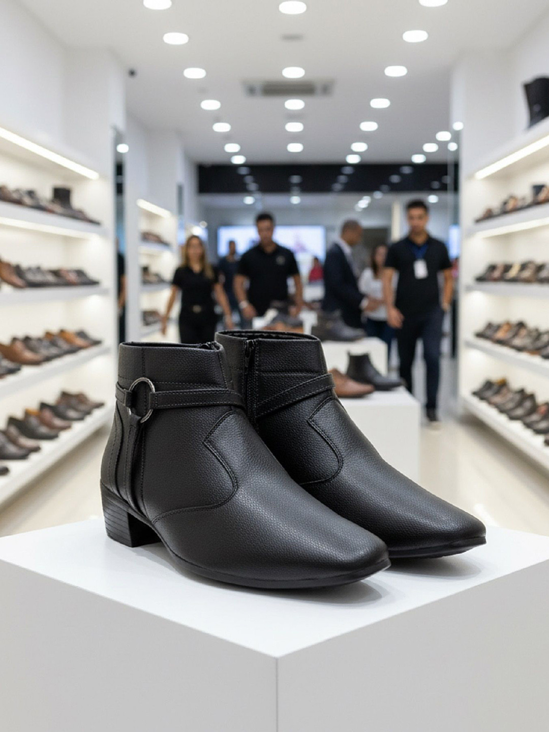 Bxxy Men Causal Round Toe Block Heel Boots