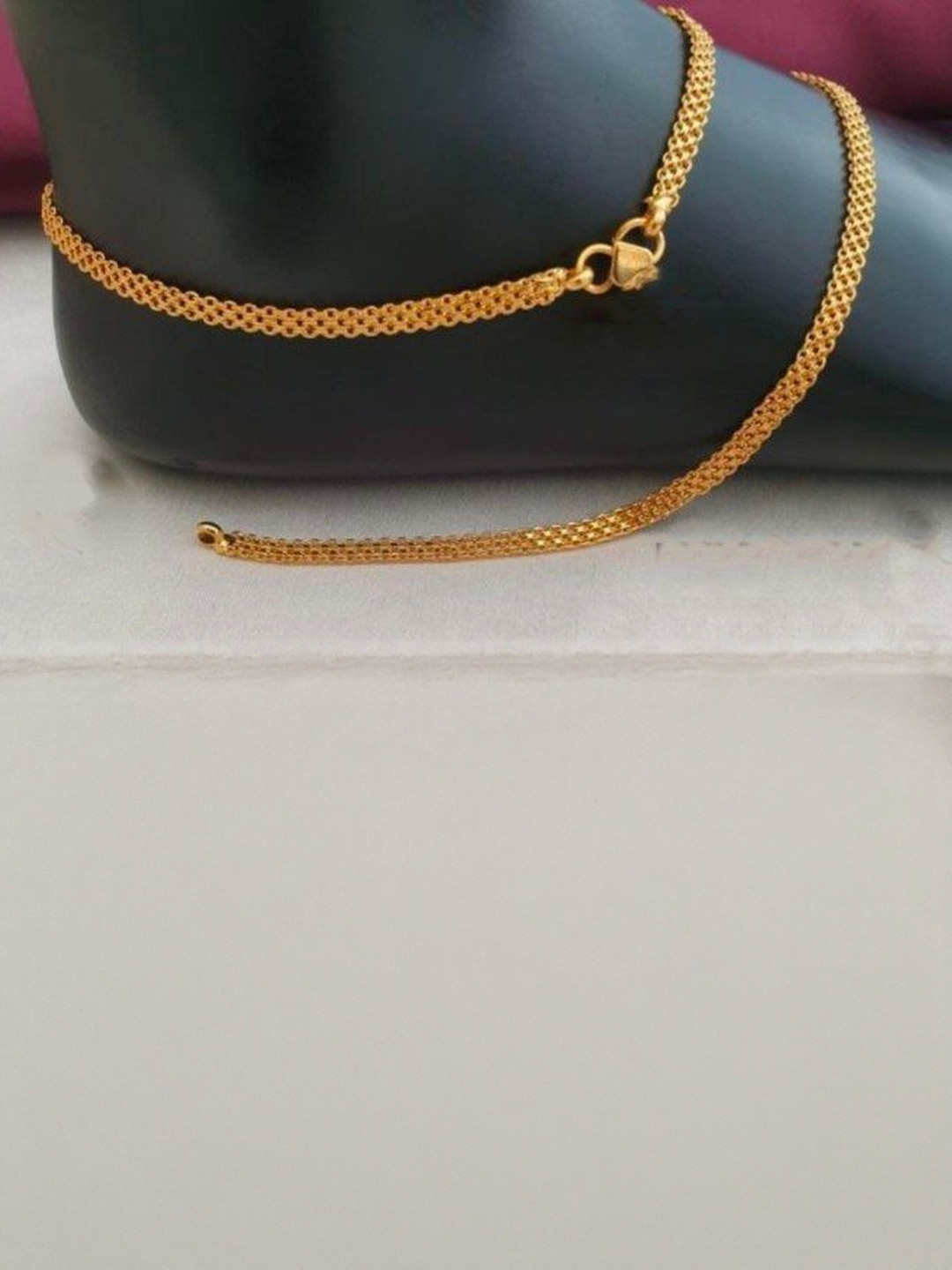 Kunjus Set Of 2 Gold-Plated Anklets
