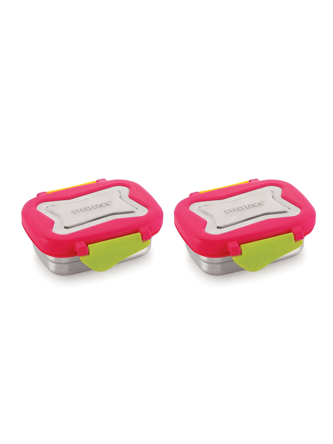 STEELLOCK Pink 2 Pieces Stainless Steel Airtight Leakproof Lunch Boxs-170ml Each
