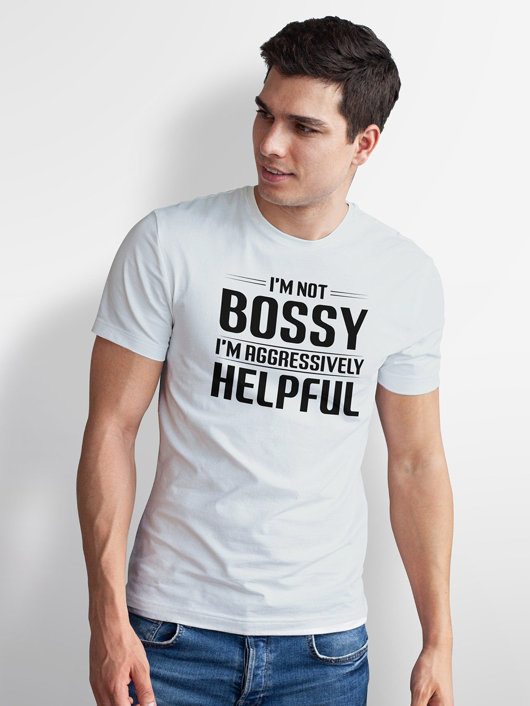 Seekbuylove Men Bio Finish Funny Aggressively Helpful Round Neck Pure Cotton T-shirt