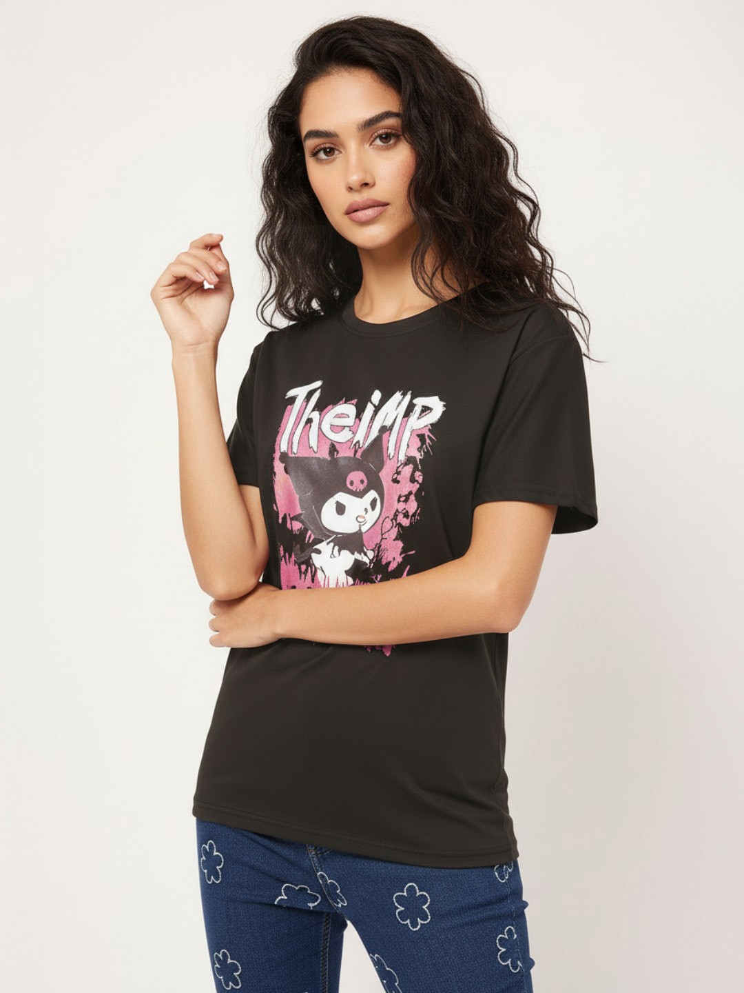 DressBerry Kawaii Rebel Printed Relaxed Fit T-shirt