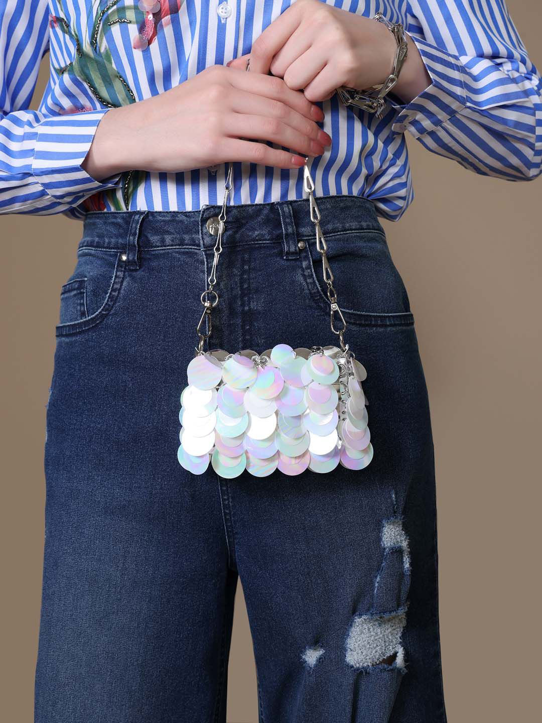 Kazo Nicole Shimmer Embellished Bucket Sling Bag