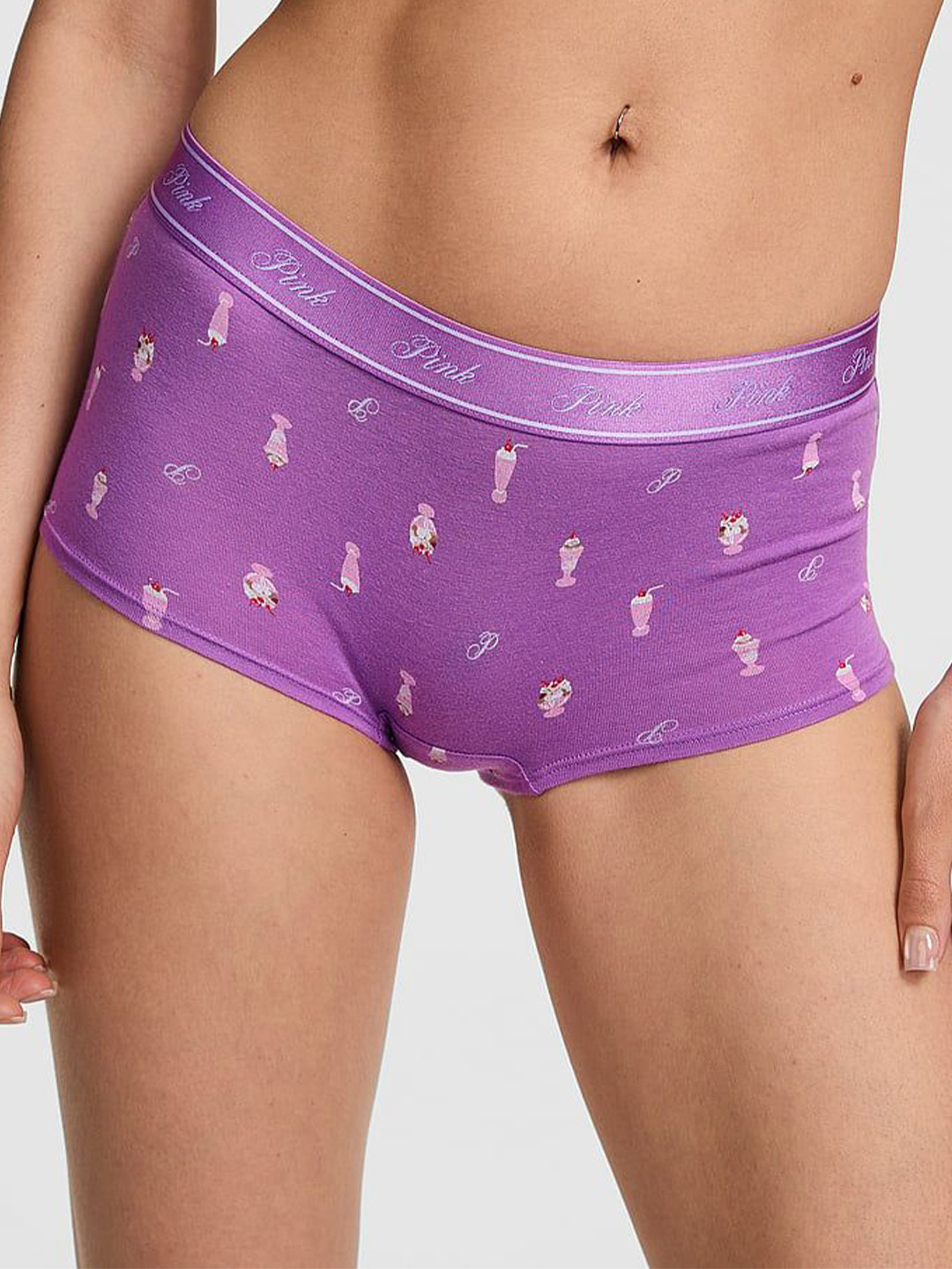 Victoria's Secret PINK Logo Cotton Low-Rise Boy Short Briefs