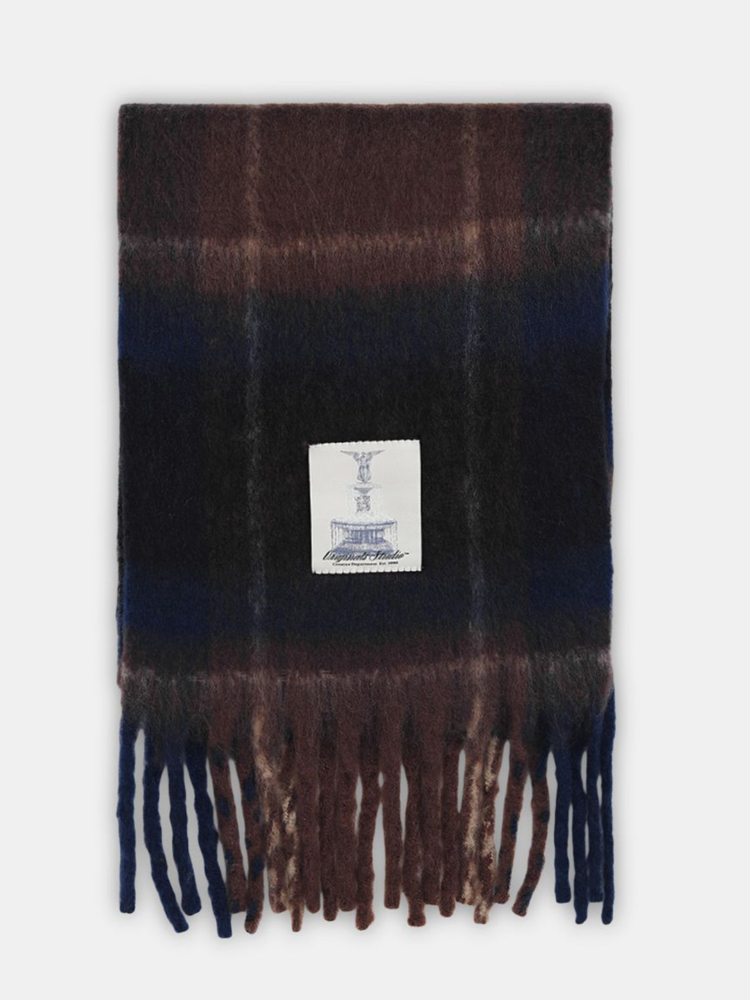 Jack & Jones Men Checked Scarf with Fringed Border
