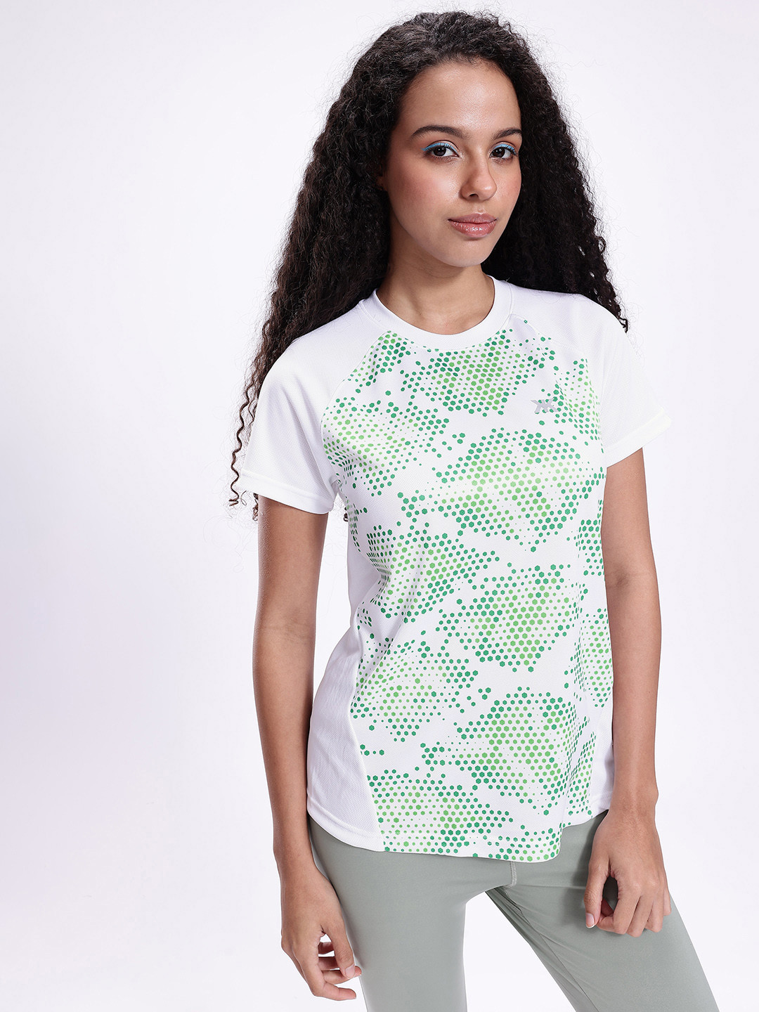 Kook N Keech Geometric Printed Raglan Sleeves Active T-shirt