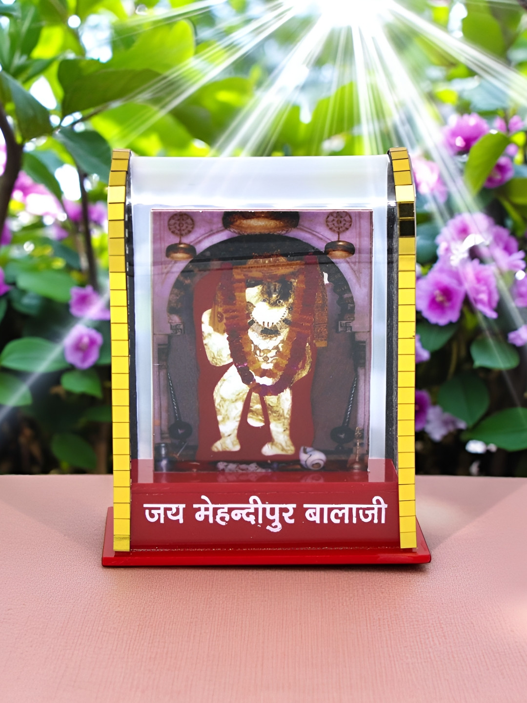 Adhvik Cabinet Yellow Lord Mehandipur Balaji Maharaj Religious Idol Showpiece