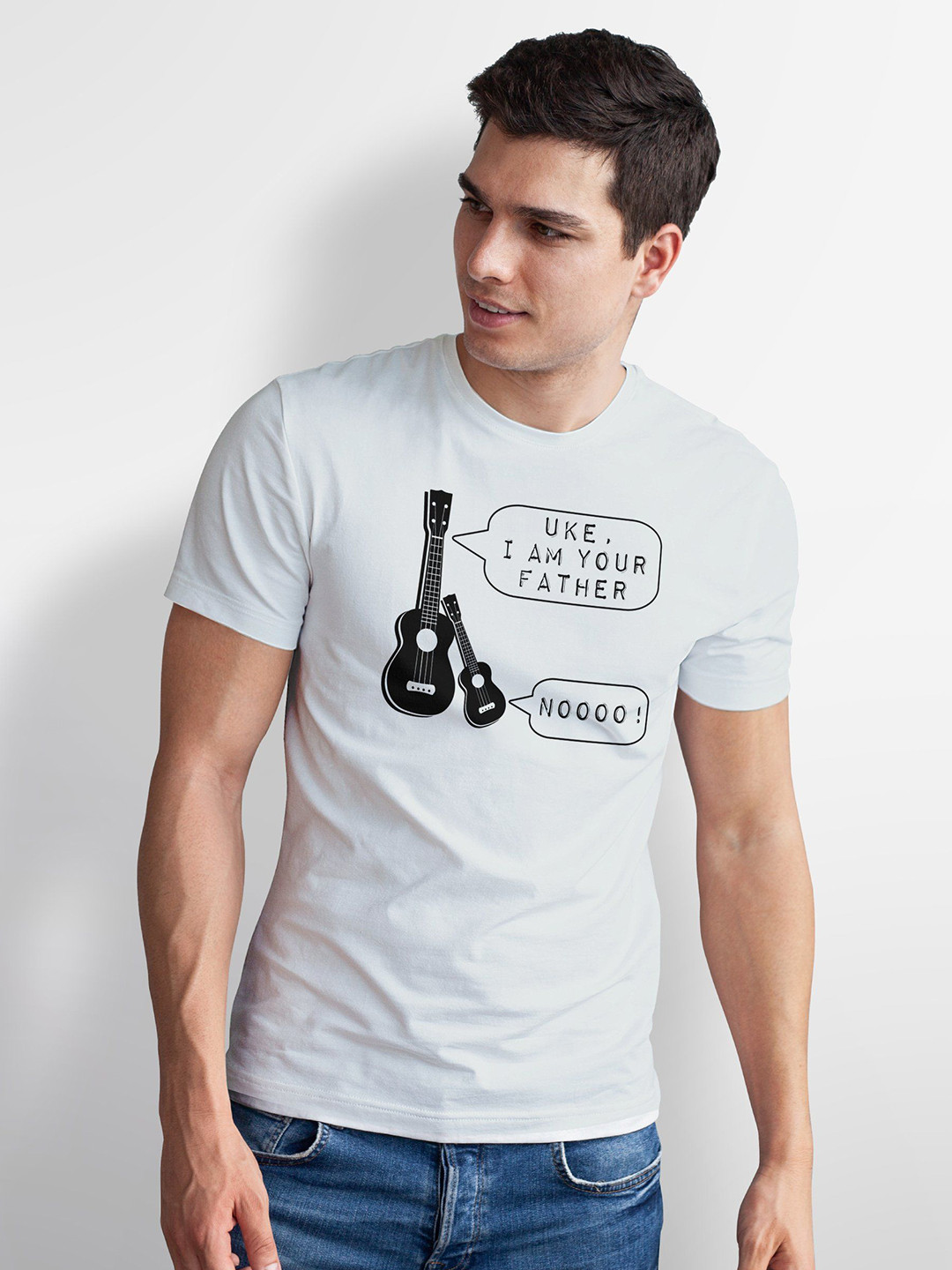 Seekbuylove Men Bio Finish Uke I Am Your Father Round Neck Pure Cotton T-shirt