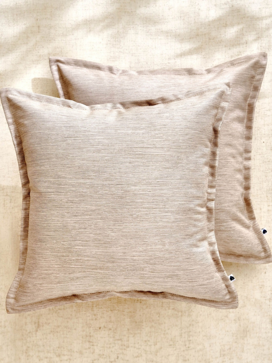 Home Centre Aldeco Brown 2 Pieces Woven Square Cushion Covers