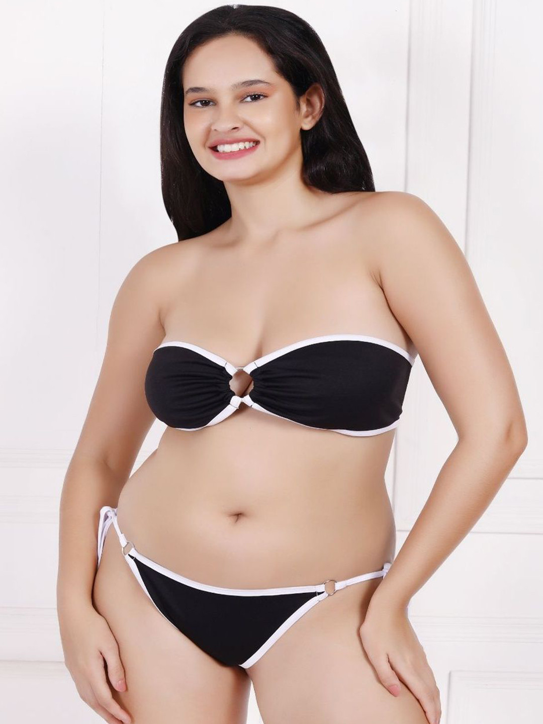 Nood New York Women Strapless Tie-Ups Swim Bikini Set