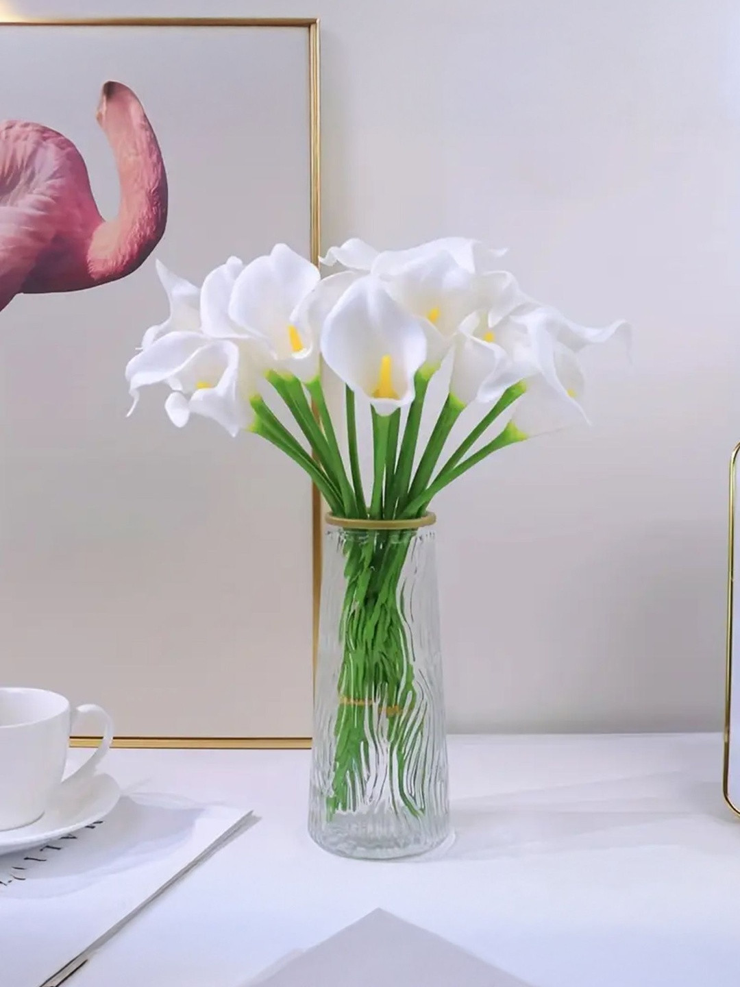 Ekhasa White Touch Feel White Lily Artificial Flowers for Vases