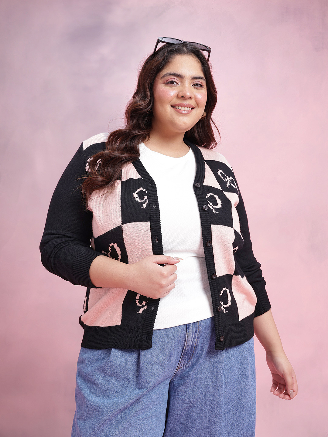 DressBerry Curve Checked Cardigan