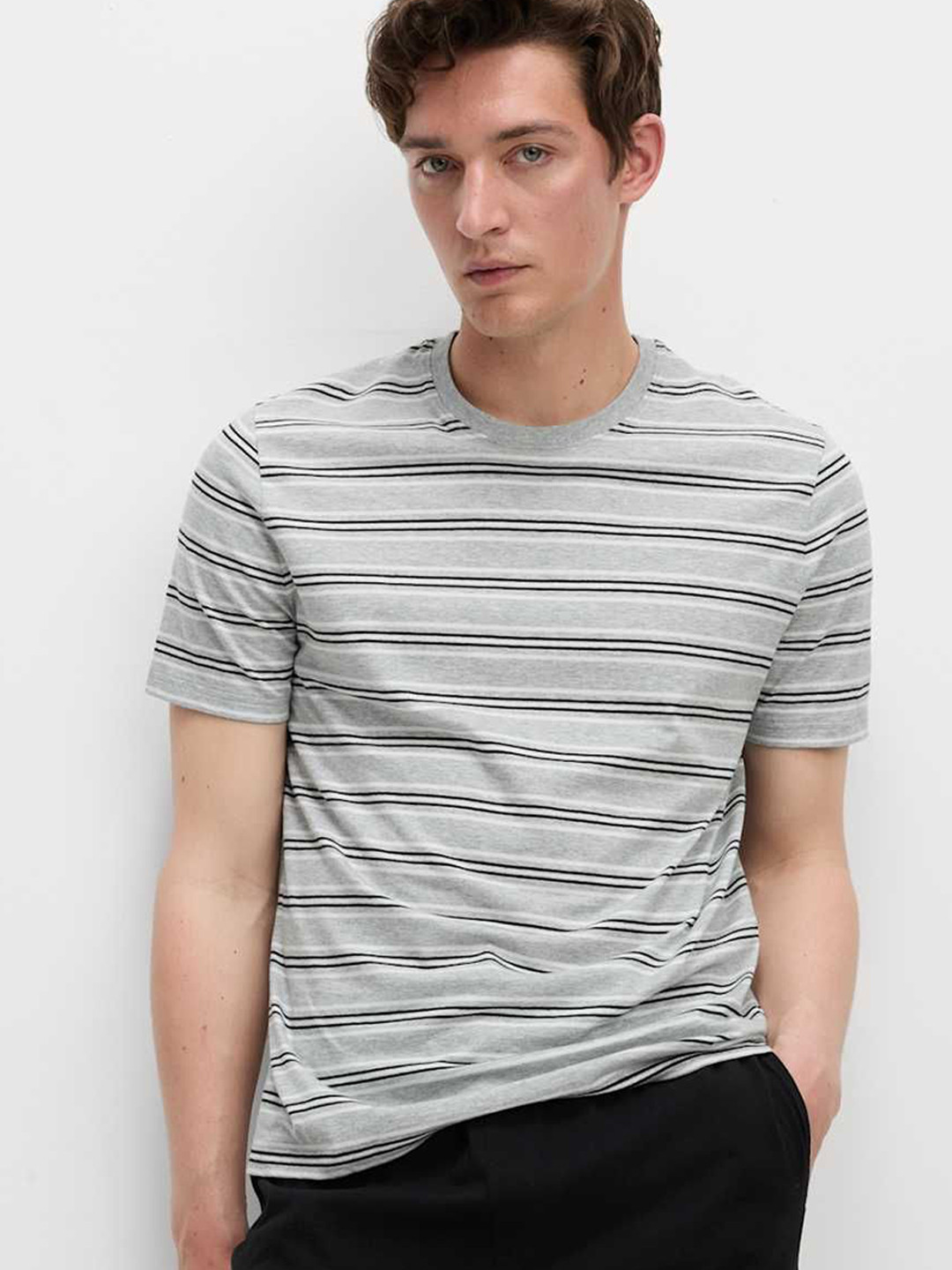 Marks & Spencer Men Striped Round Neck T-shirt Drawstring Shorts Night suit