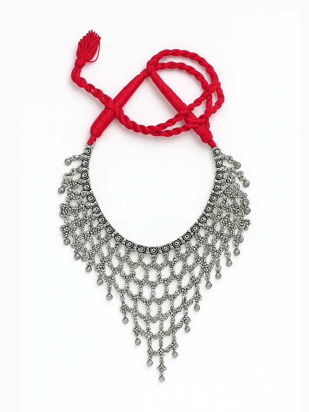 athizay Women Brass Pyramid Jhaalar Oxidised Necklace