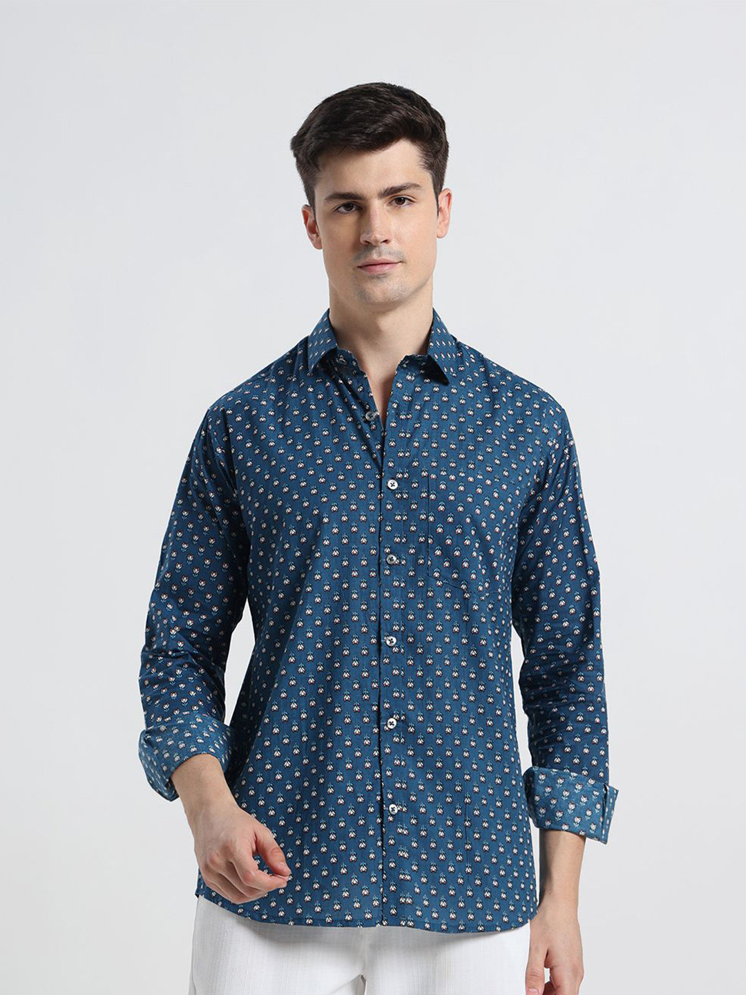 DIYAASH BY AKASH Relaxed Fit Printed Cotton Shirt