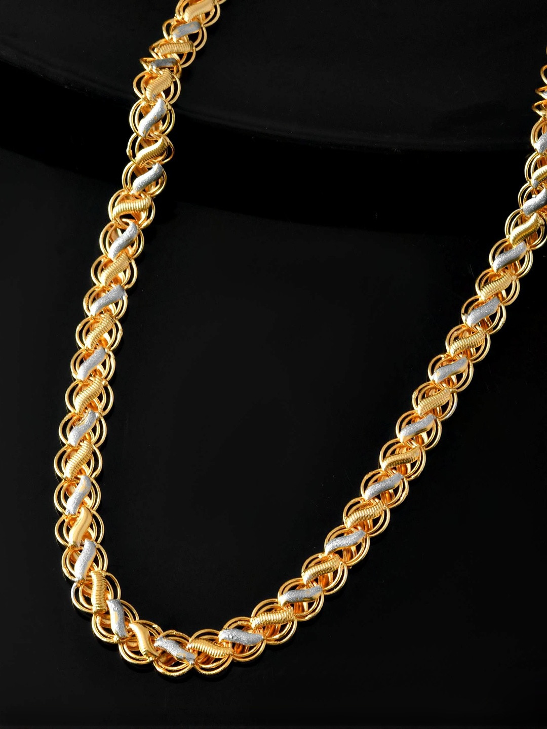 Jewels Nest Men Stainless Steel Gold-Plated Bold And Elegant Link Statement Chain