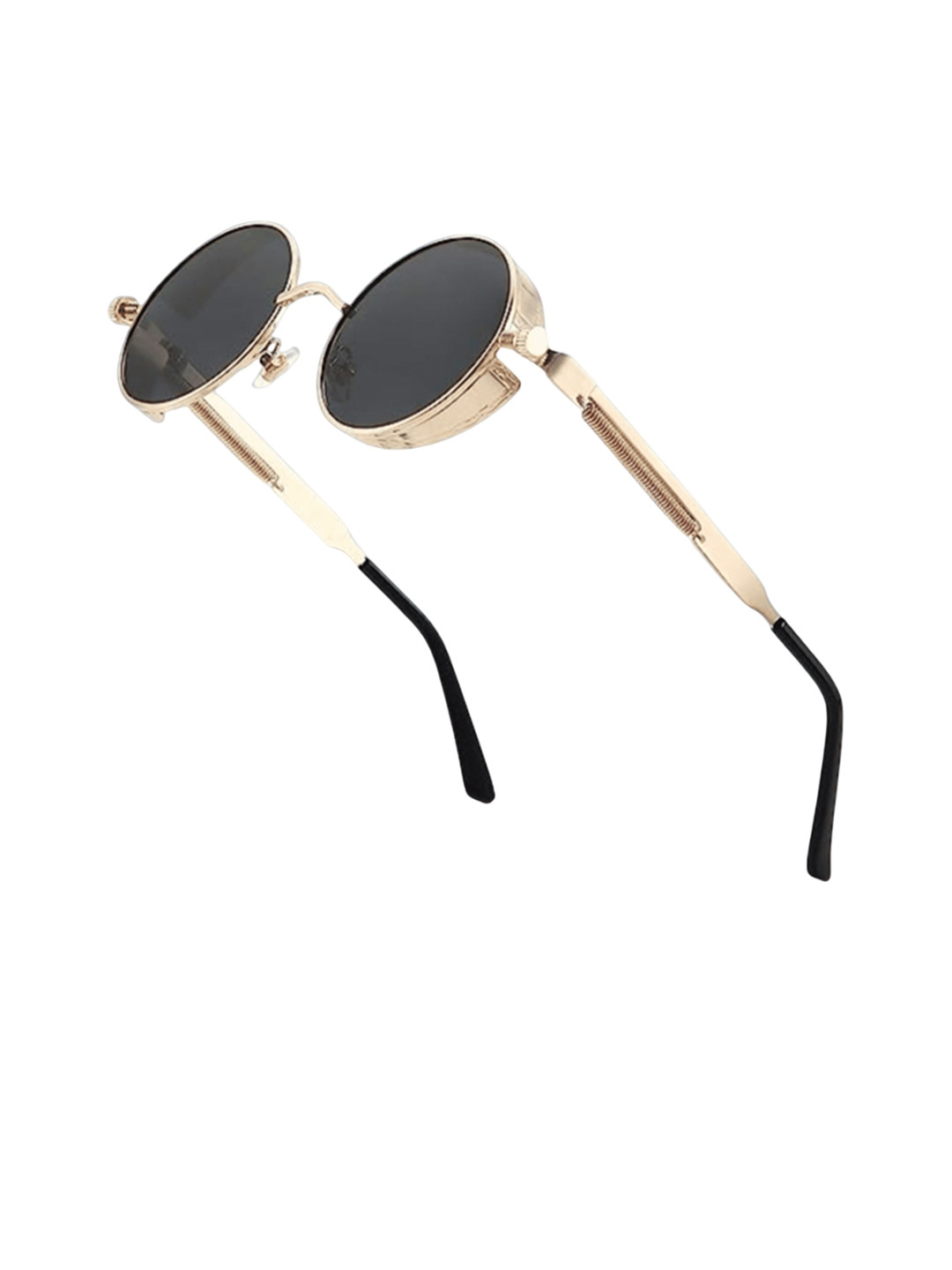 SPADEACES Unisex UV Protected Lens Round Sunglasses Steampunk Gold Black-51