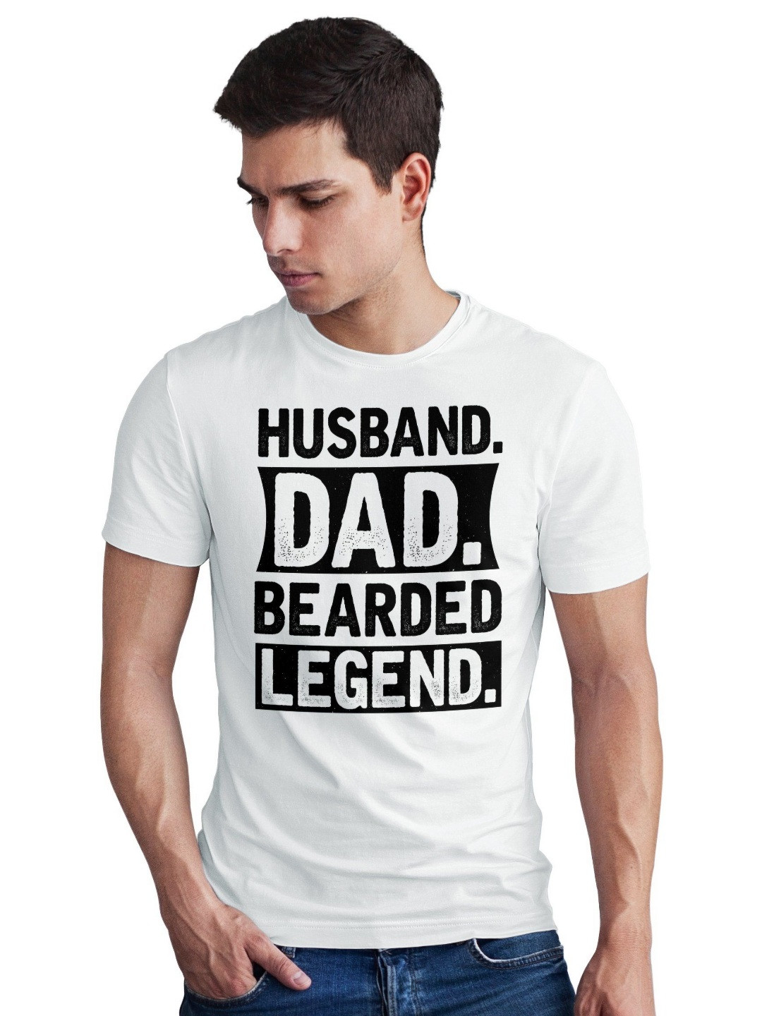 Seekbuylove Men Bio Finish Husband Dad Bearded Legend Round Neck Pure Cotton T-shirt
