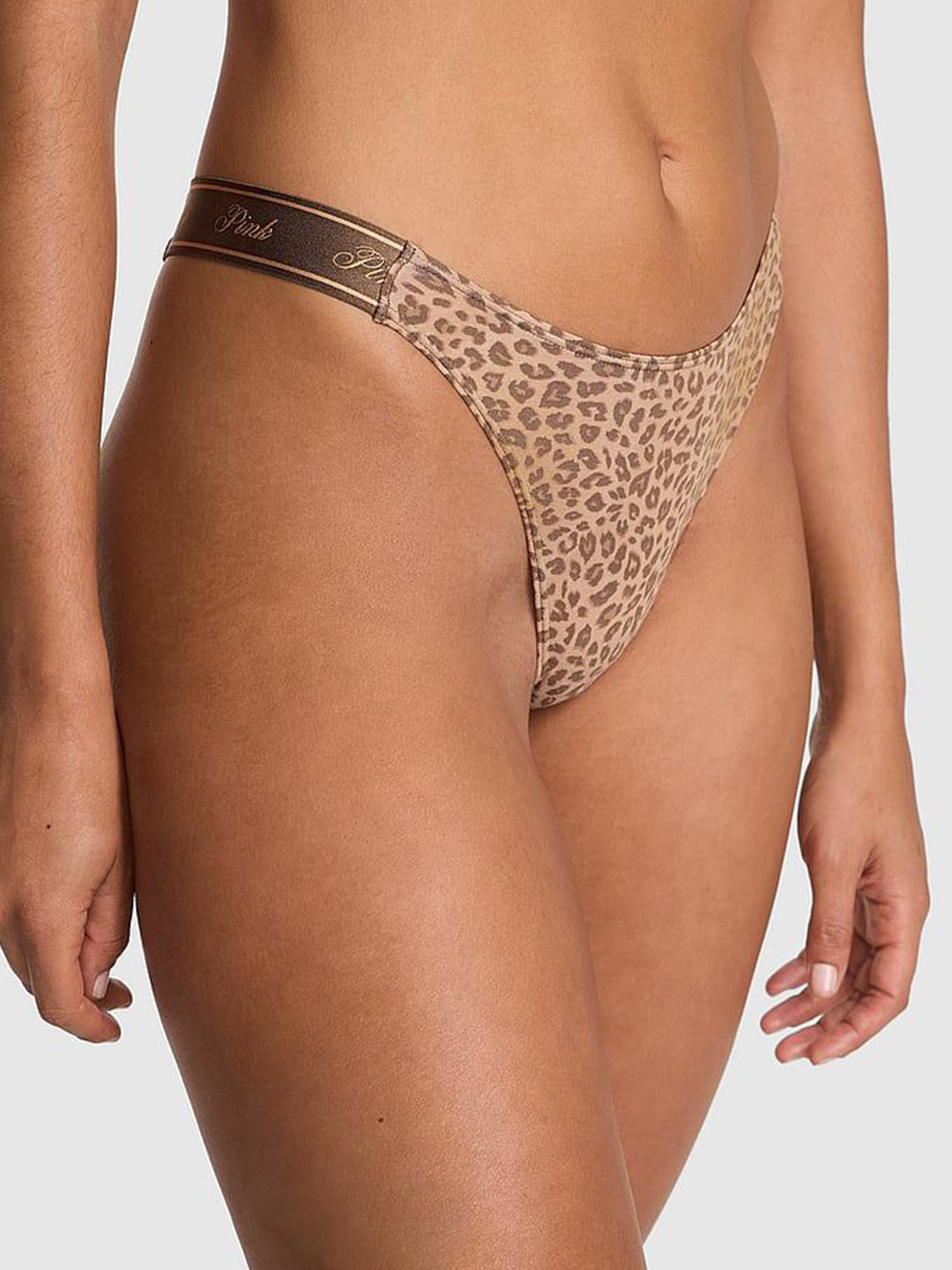 Victoria's Secret Animal Printed Low-Rise High-Leg Anti Bacterial Thong Briefs