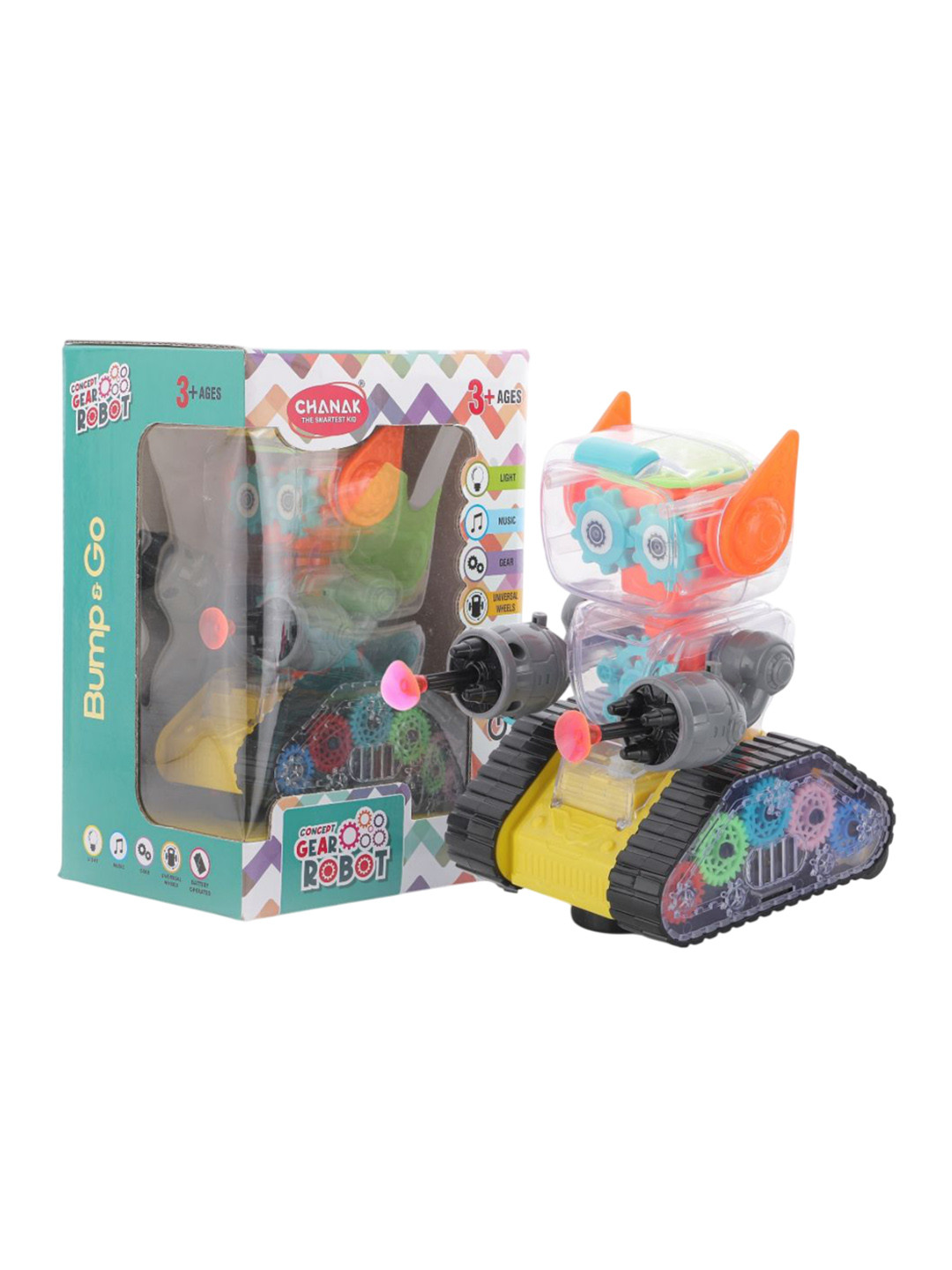 CHANAK Kids Gear Robot Transparent Light & Sound Musical Toy