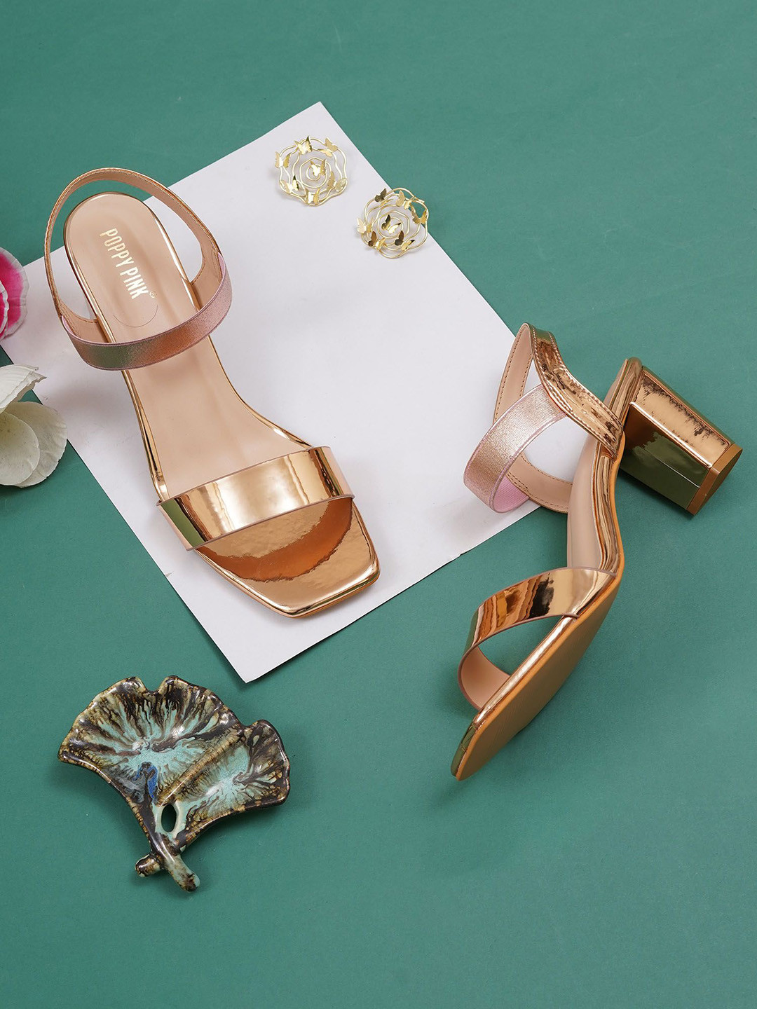 POPPYPINK Party 3 inches Block Sandals Heel