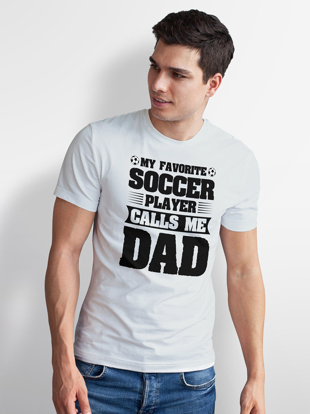 Seekbuylove Men Bio Finish My Favorite Soccer Player Calls Me Dad Pure Cotton T-shirt