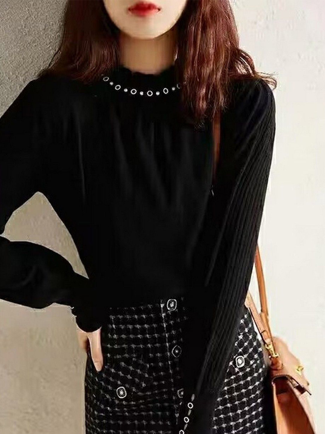 StyleCast Women Longline Pullover Sweater With Button Cuffs