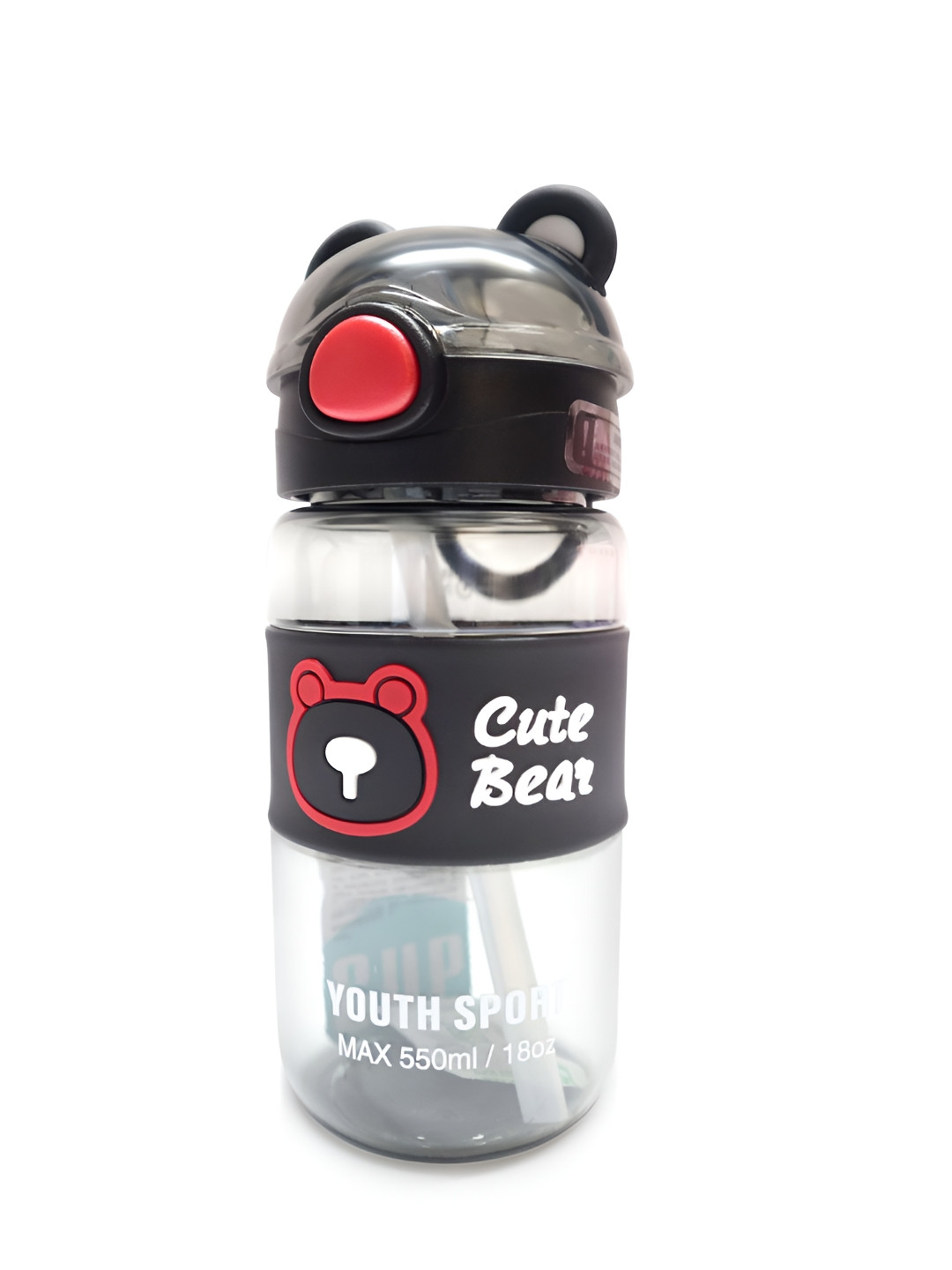 PROKART Black & Red Flask Insulated Water Bottle with Straw 550ml