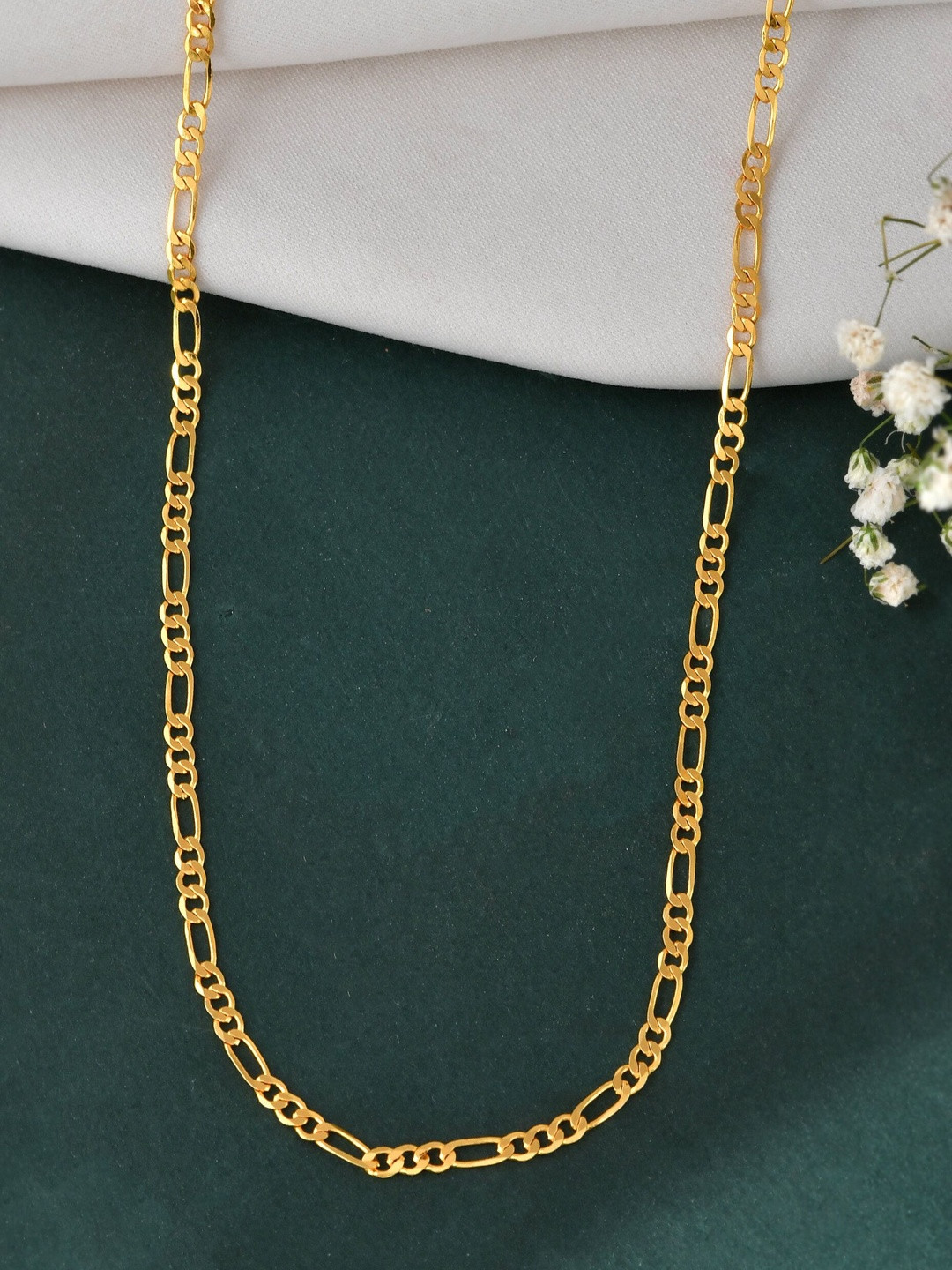 Jewels Nest MEN Stainless Steel Gold Plated Figaro Link Minimal Chain