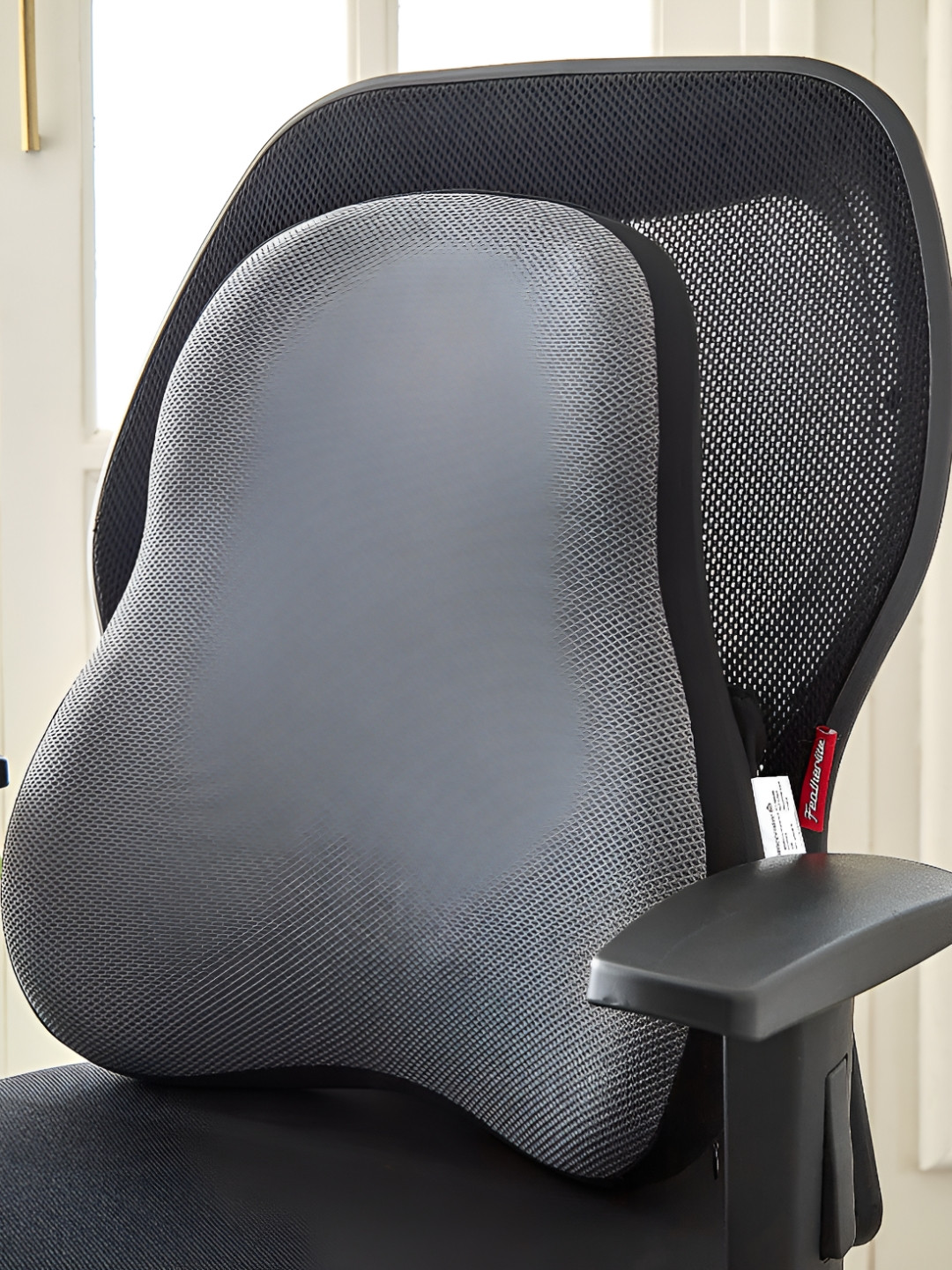 Home Centre Slumber Yiwu Grey & Black Memory Foam Back Cushion