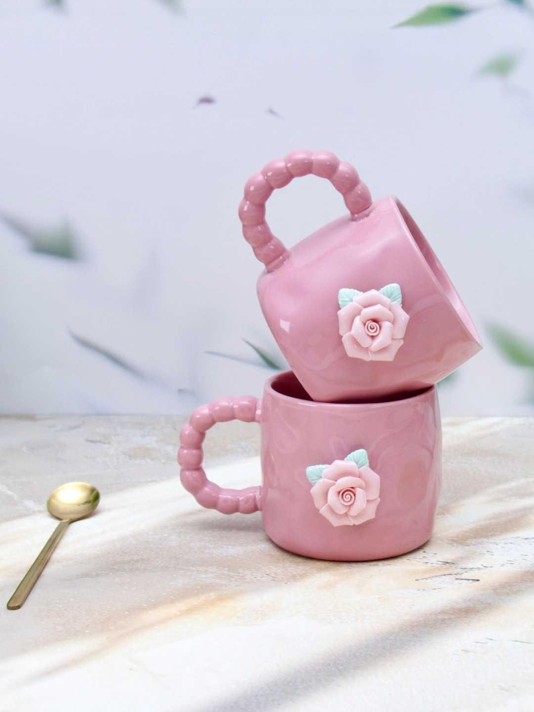 peppy little things Pink Textured Ceramic Glossy Mug