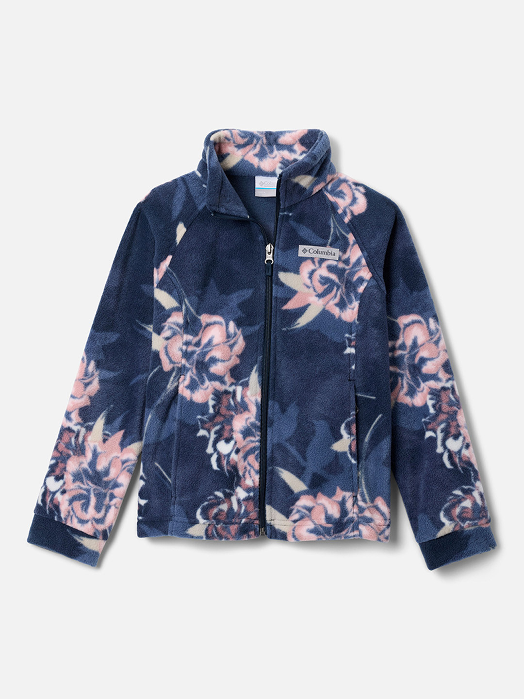 Columbia Girls Mock Collar Floral Printed Lightweight Open Front Jacket