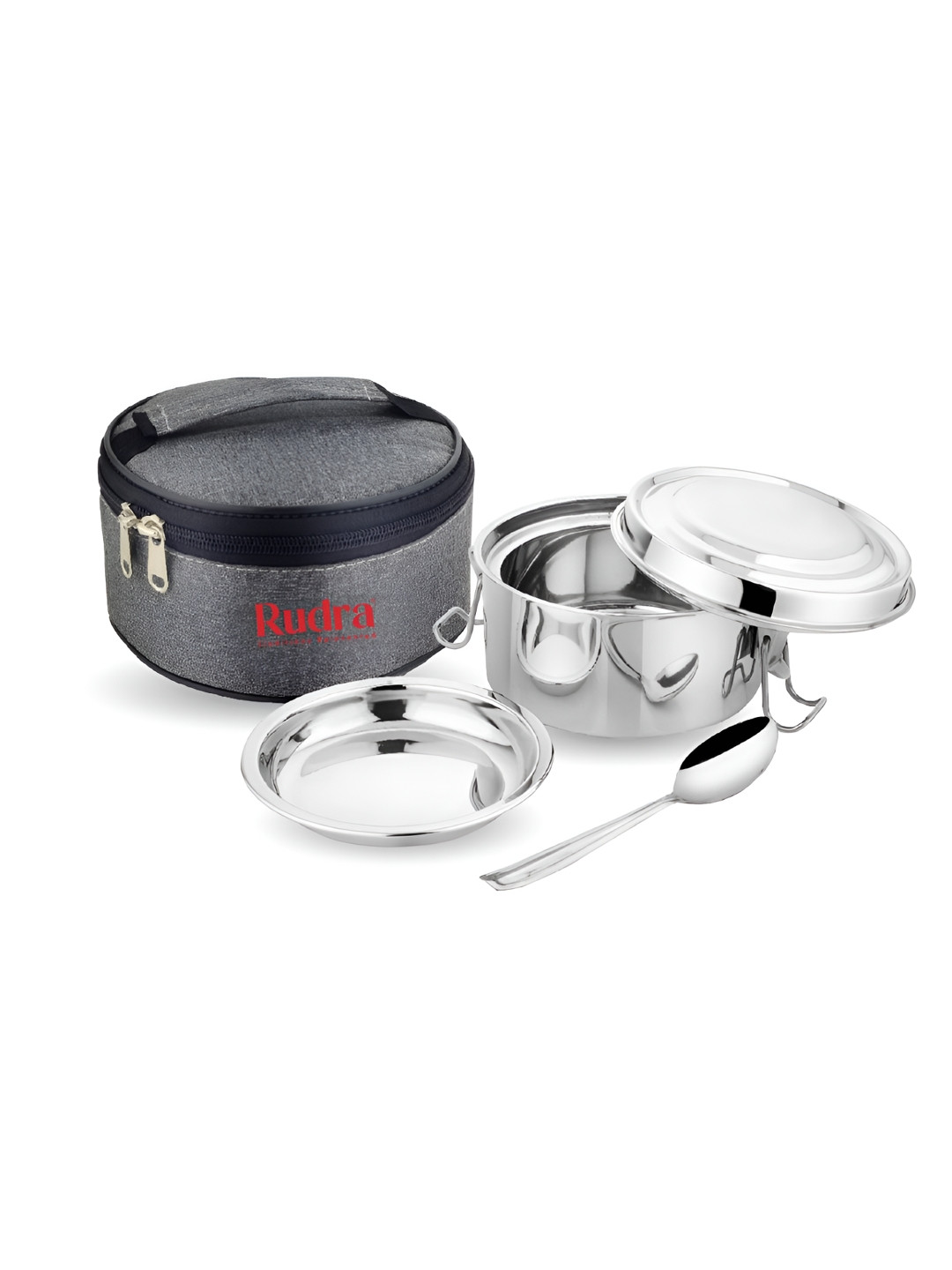 RUDRA Silver-Toned Stainless Steel Easy To Clean Lunch Box