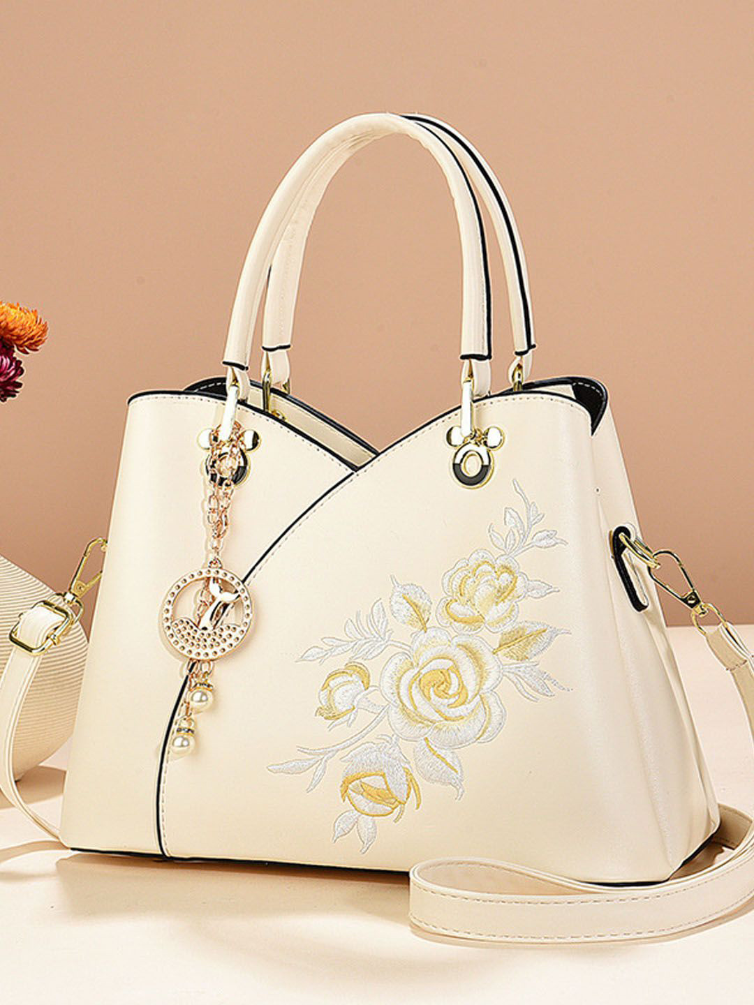 StyleCast Embroidered Mini Structured Shoulder Bag