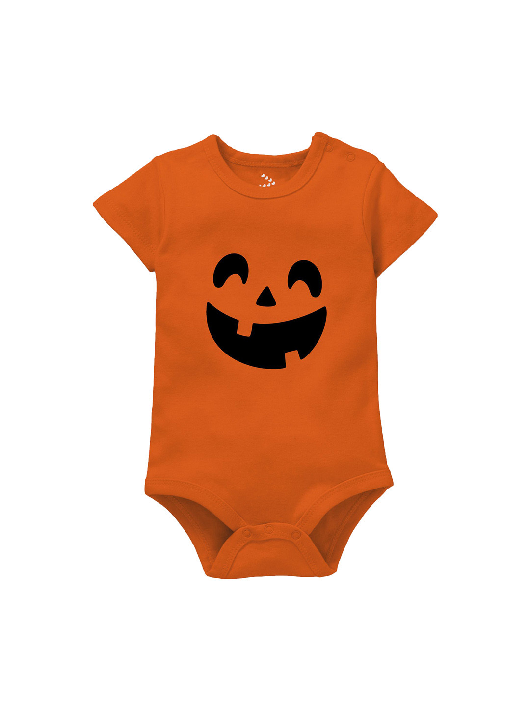 Zeezeezoo Kids Pumpkin Face Printed Pure Cotton Round Neck Bodysuit