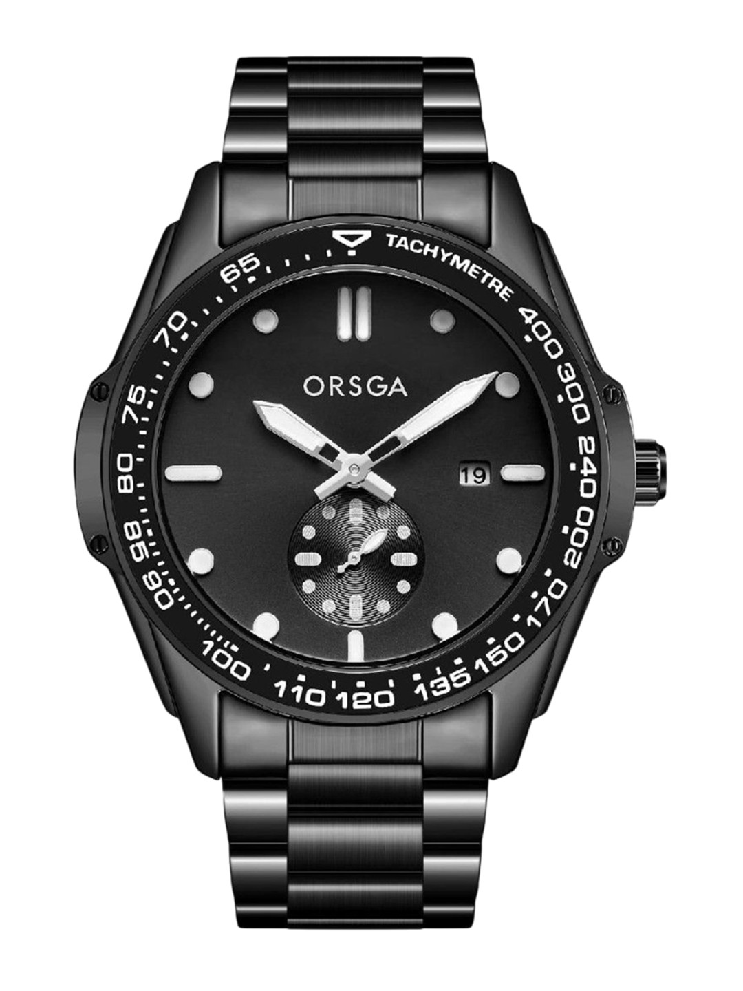 ORSGA Men Round Dial & Bracelet Style Straps Analogue Watch 1116-BLK