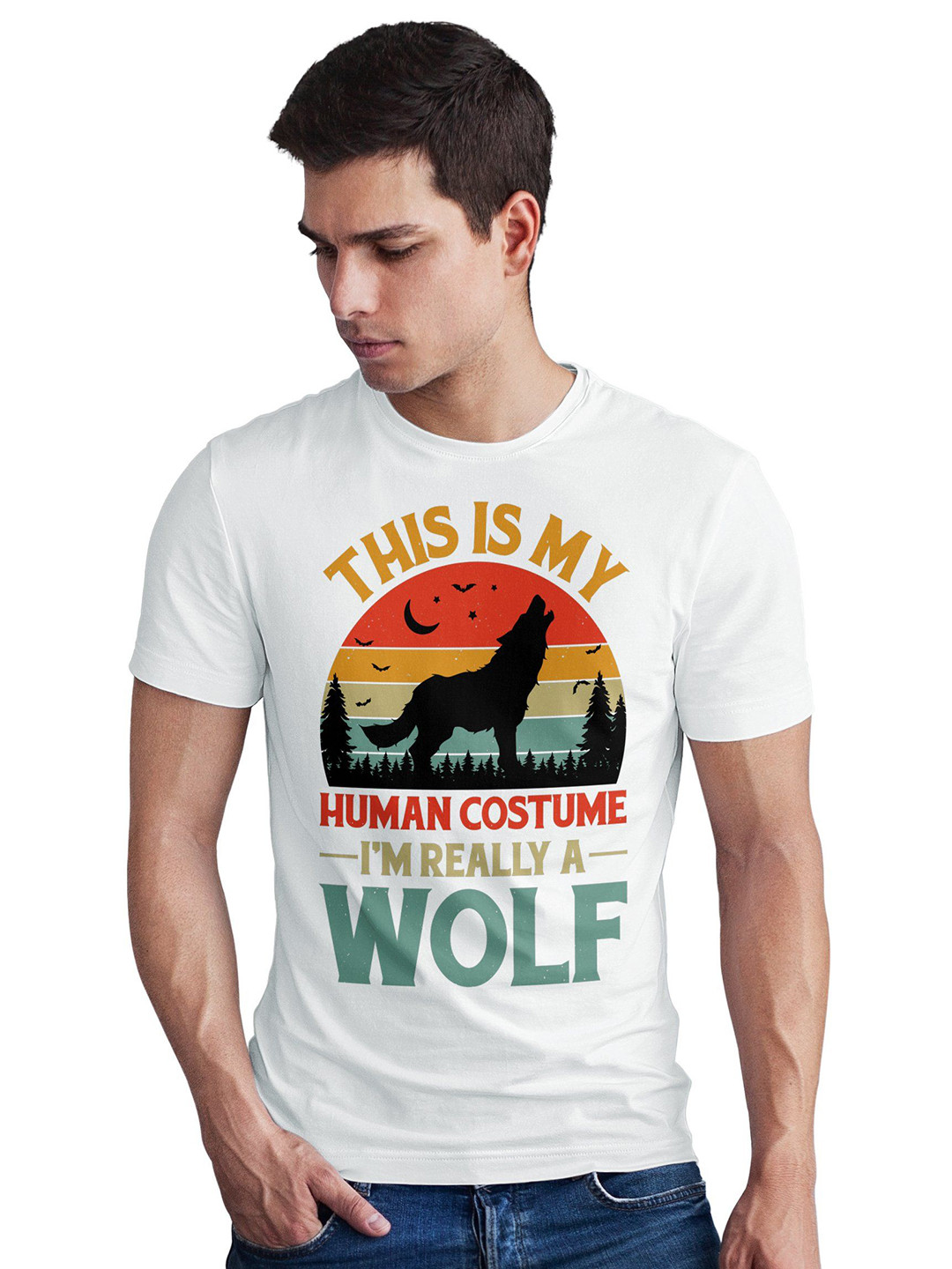 Seekbuylove Men Bio Finish This Is My Human Costume Round Neck Pure Cotton T-shirt