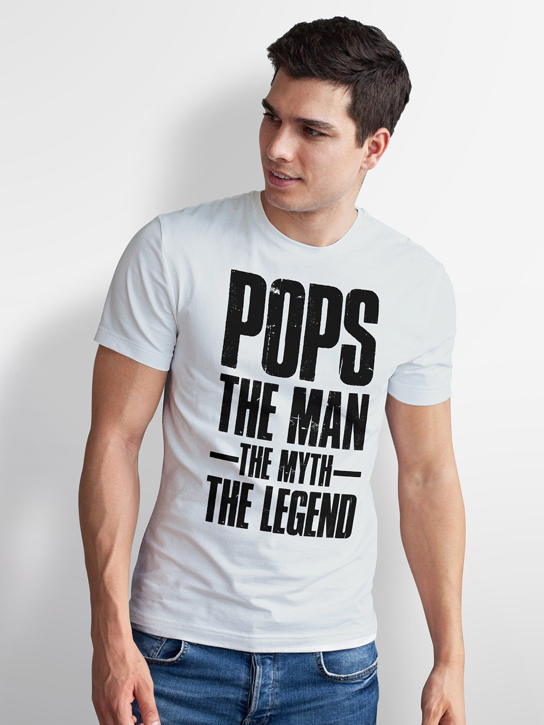 Seekbuylove Men Bio Finish Pops The Man Myth Legend Round Neck Pure Cotton T-shirt