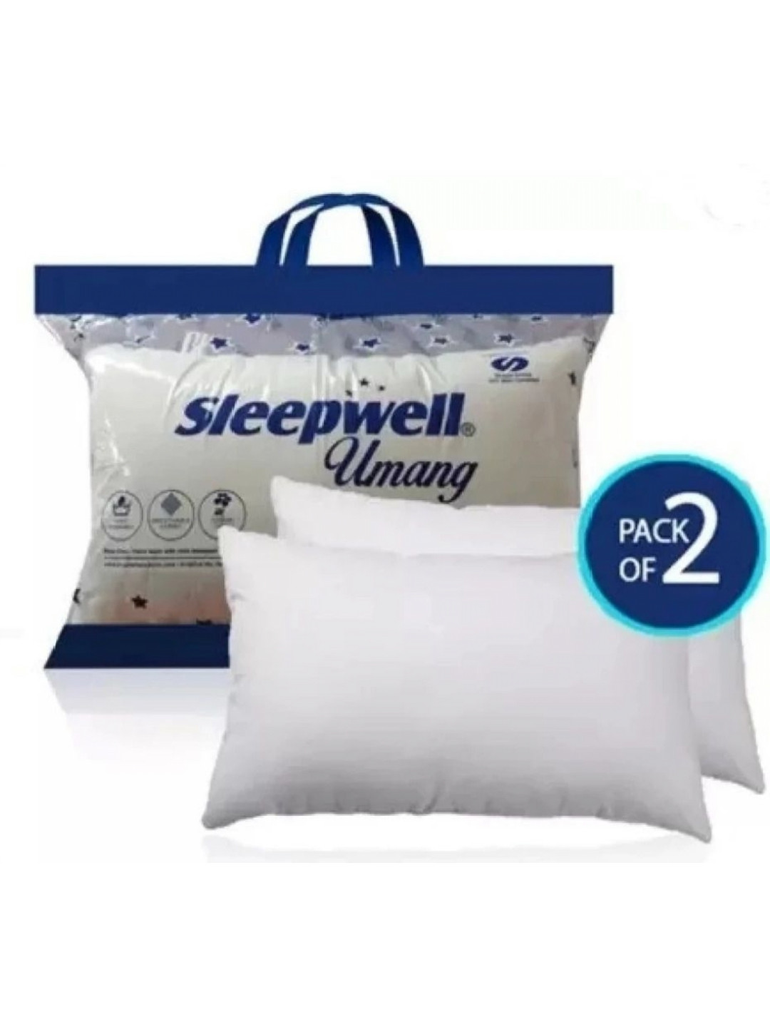 Sleepwell White 2 Pieces Cotton Sleep Rectangle Hypoallergenic Pillows