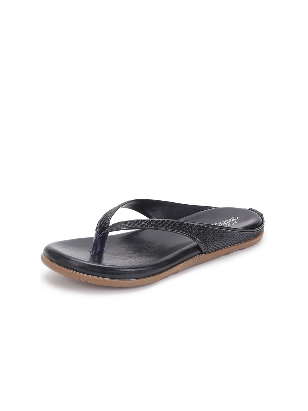 ORTHO JOY Brand Logo Printed Cushioned Footbed Thong Flip-Flops