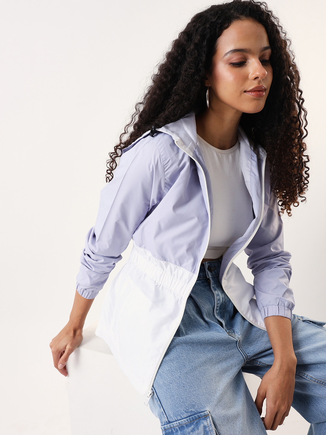 DL Woman Hooded Colourblocked Bomber Jacket